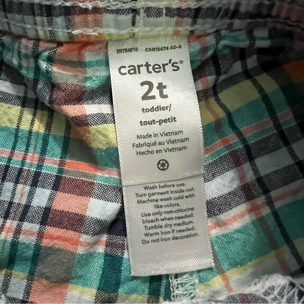 Carters 2T plaid toddler boys shorts - Picture 3 of 4